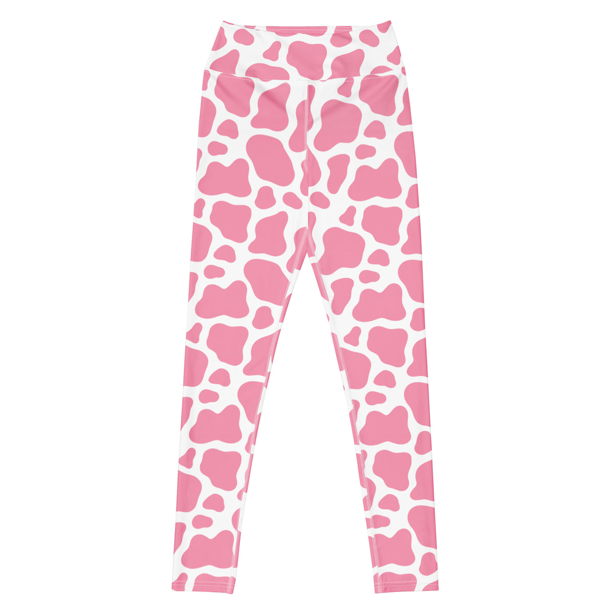 Women's Pink Cow Print Buttery Soft Yoga Leggings - Quick Drying, High Waisted Comfort