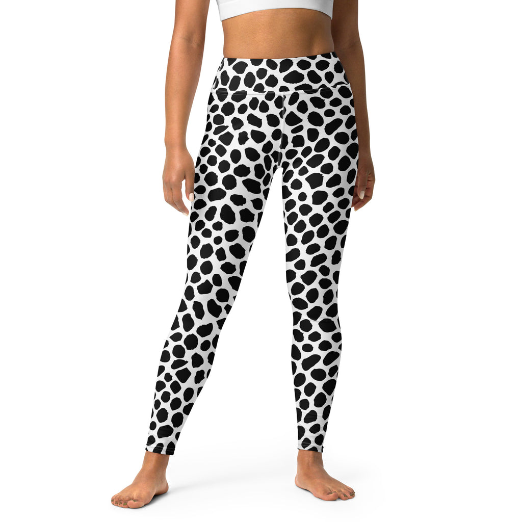 Women's Black Cow Print Buttery Soft Yoga Leggings - Quick Drying, High Waisted Comfort