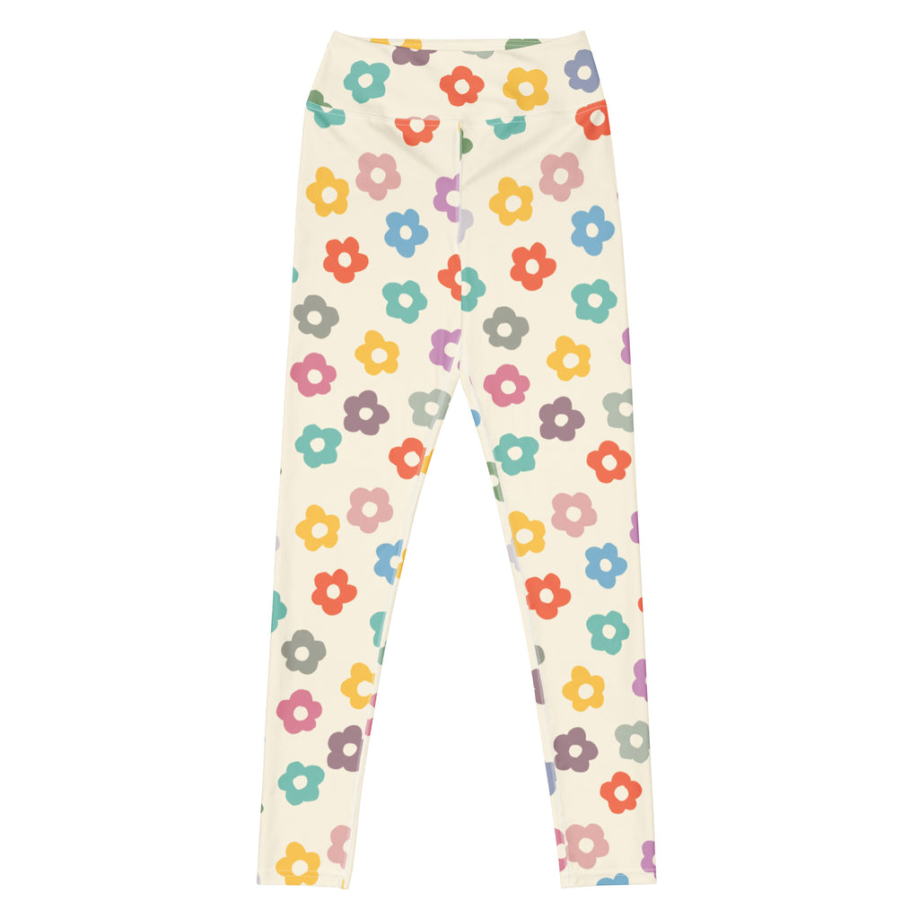 Women's Multicolor Retro Flower Buttery Soft Yoga Leggings - Quick Drying, High Waisted Comfort