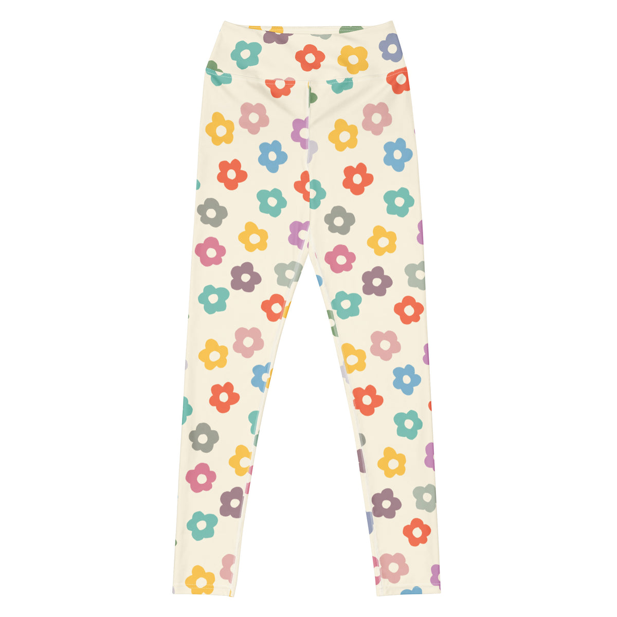 Women's Multicolor Retro Flower Buttery Soft Yoga Leggings - Quick Drying, High Waisted Comfort