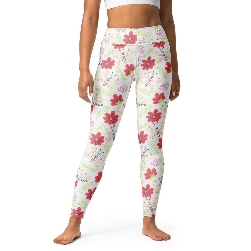 Women's Butterfly Floral Buttery Soft Yoga Leggings - Quick Drying, High Waisted Comfort