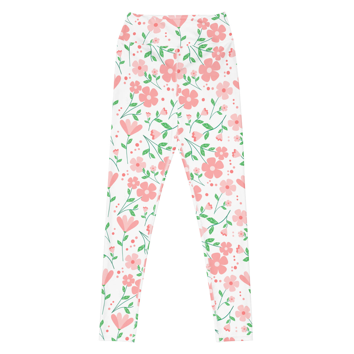 Women's Pink Flowers Buttery Soft Yoga Leggings - Quick Drying, High Waisted Comfort
