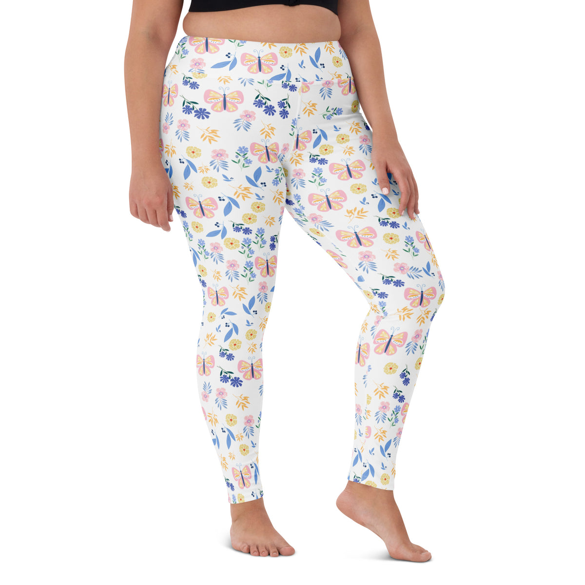 Women's Butterfly Floral Buttery Soft Yoga Leggings - Quick Drying, High Waisted Comfort