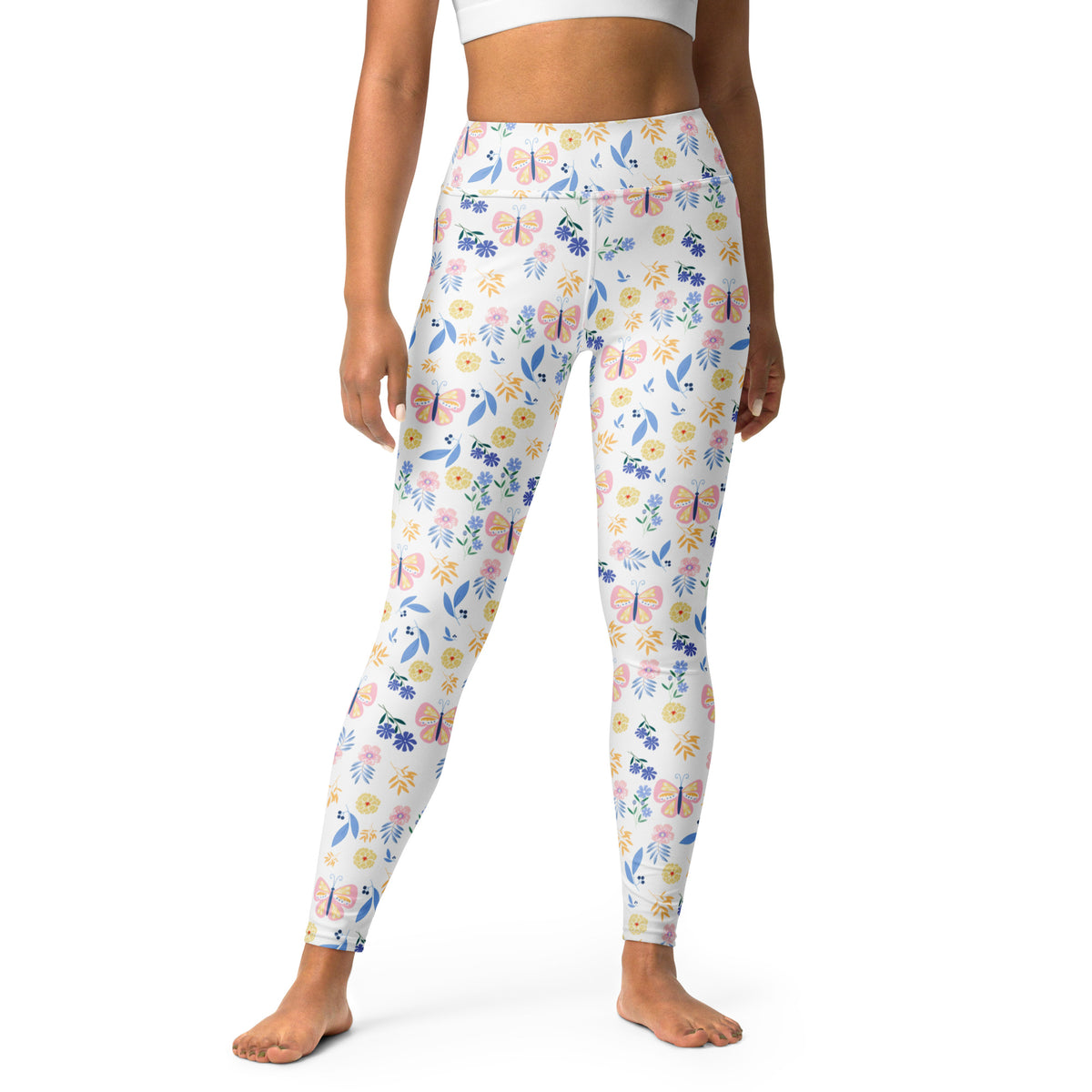 Women's Butterfly Floral Buttery Soft Yoga Leggings - Quick Drying, High Waisted Comfort