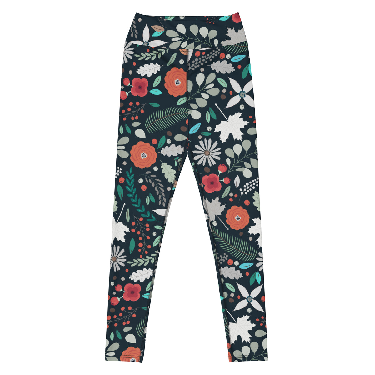 Women's Dark Botanical Buttery Soft Yoga Leggings - Quick Drying, High Waisted Comfort