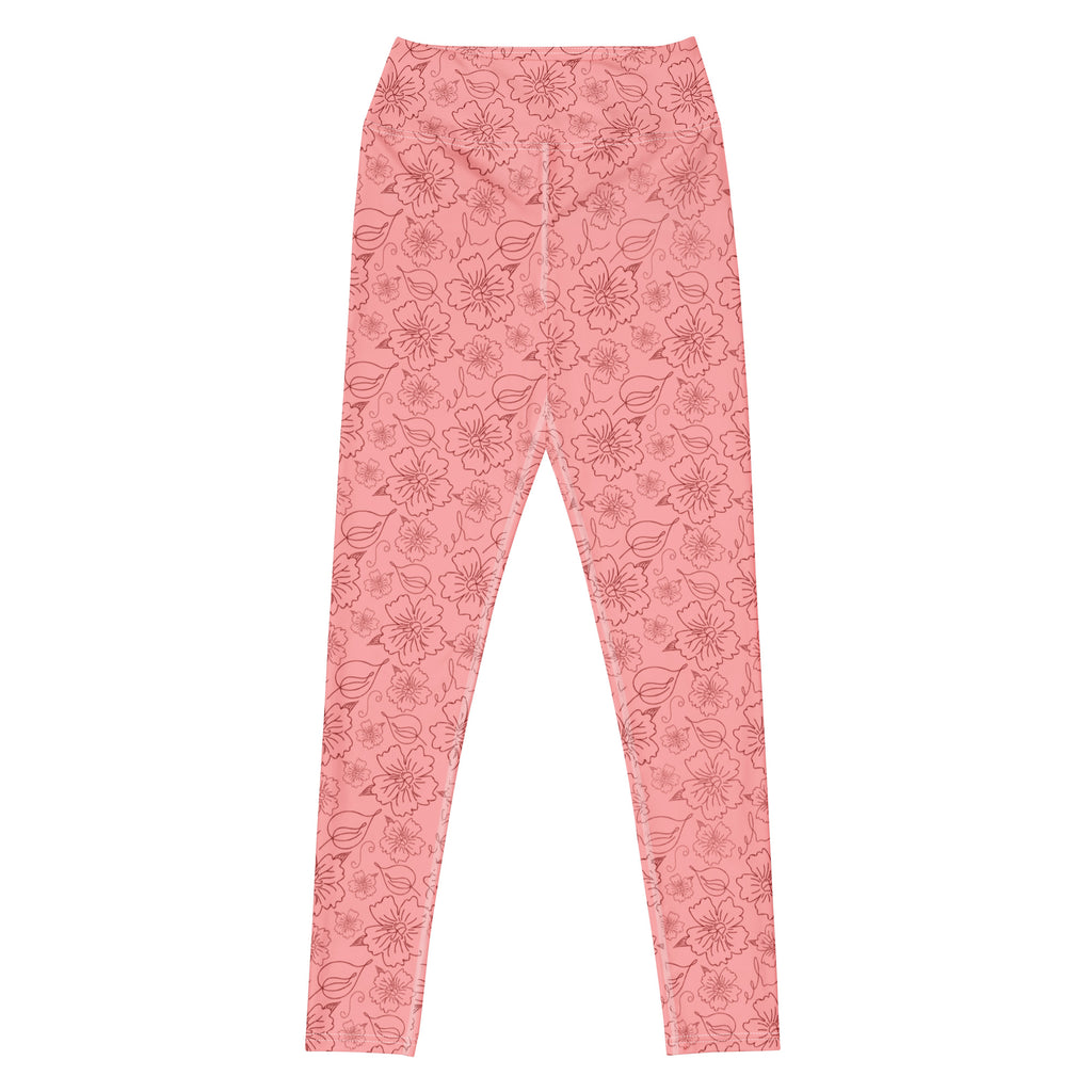 Women's Dusty Rose Floral Buttery Soft Yoga Leggings - Quick Drying, High Waisted Comfort