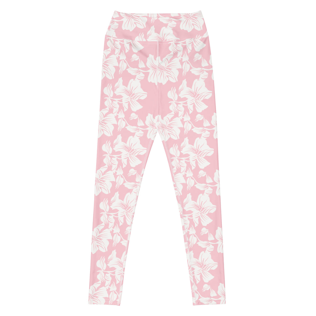 Women's Pink Lily Floral Buttery Soft Yoga Leggings - Quick Drying, High Waisted Comfort