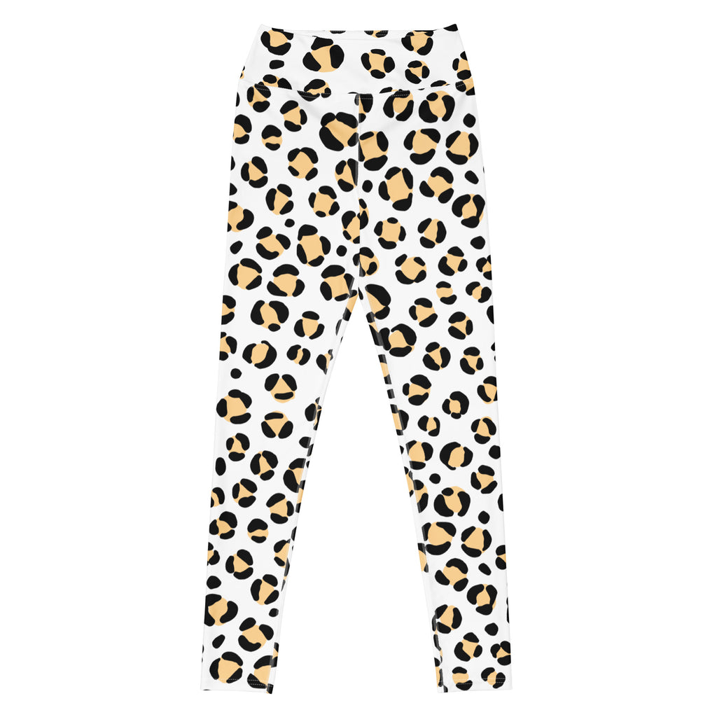 Women's Yellow Leopard Print Buttery Soft Yoga Leggings - Quick Drying, High Waisted Comfort