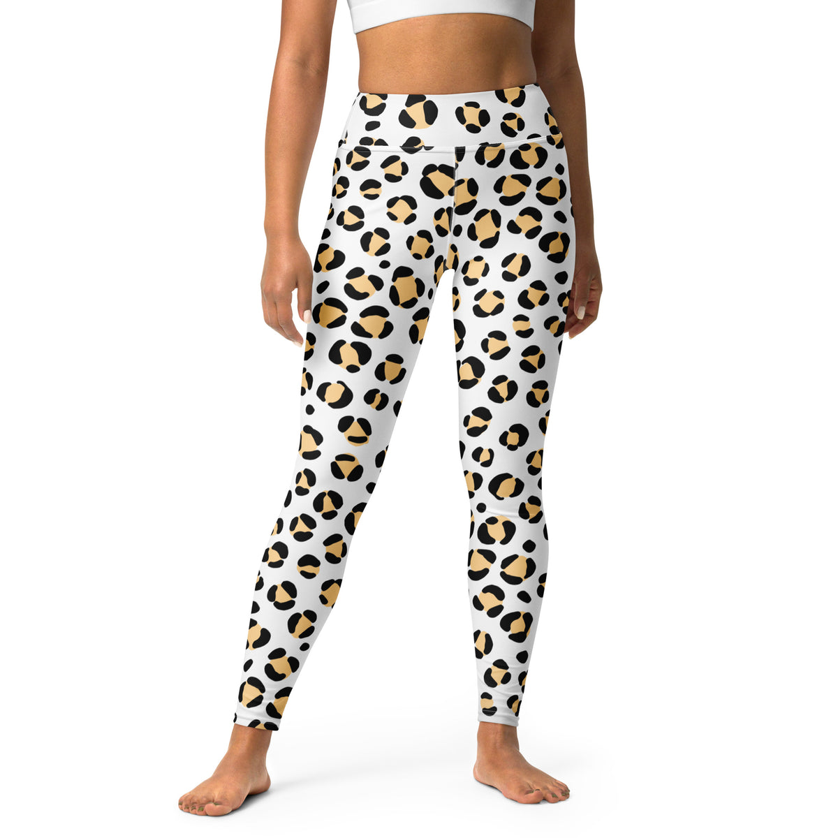 Women's Yellow Leopard Print Buttery Soft Yoga Leggings - Quick Drying, High Waisted Comfort