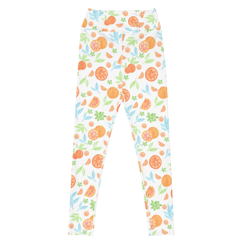 Women's Watercolor Orange Citrus Buttery Soft Yoga Leggings - Quick Drying, High Waisted Comfort