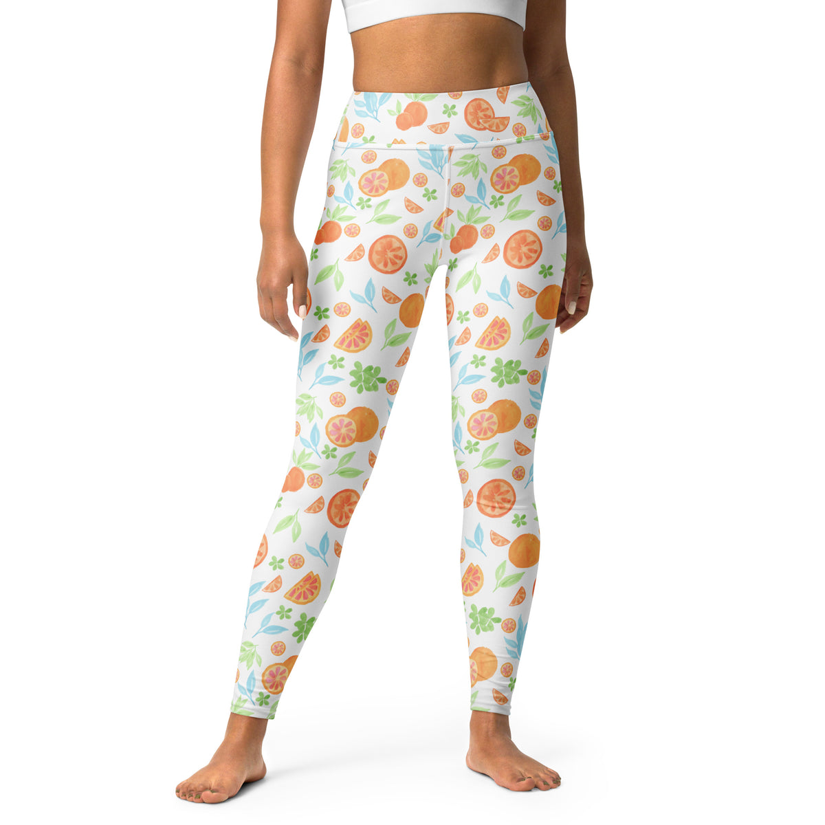 Women's Watercolor Orange Citrus Buttery Soft Yoga Leggings - Quick Drying, High Waisted Comfort