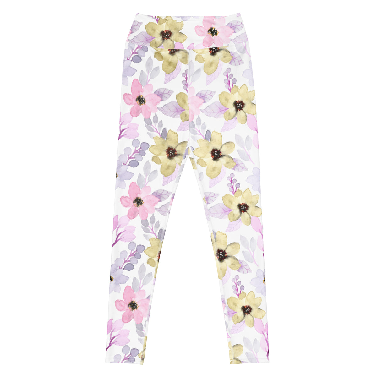 Women's Colorful Watercolor Floral Buttery Soft Yoga Leggings - Quick Drying, High Waisted Comfort