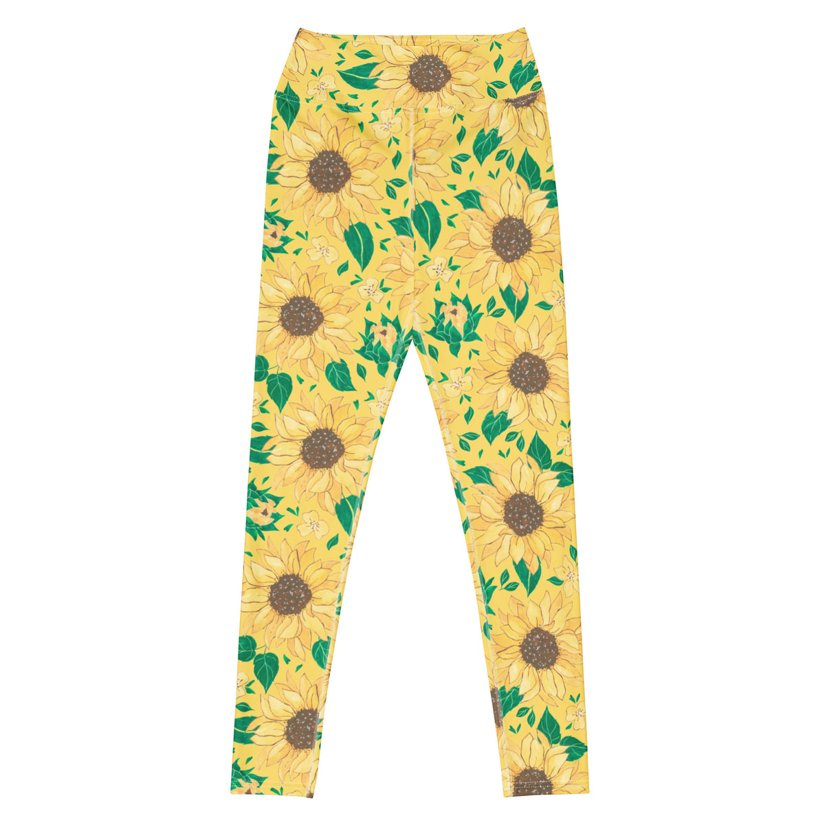 Women's Watercolor Sunflower Buttery Soft Yoga Leggings - Quick Drying, High Waisted Comfort