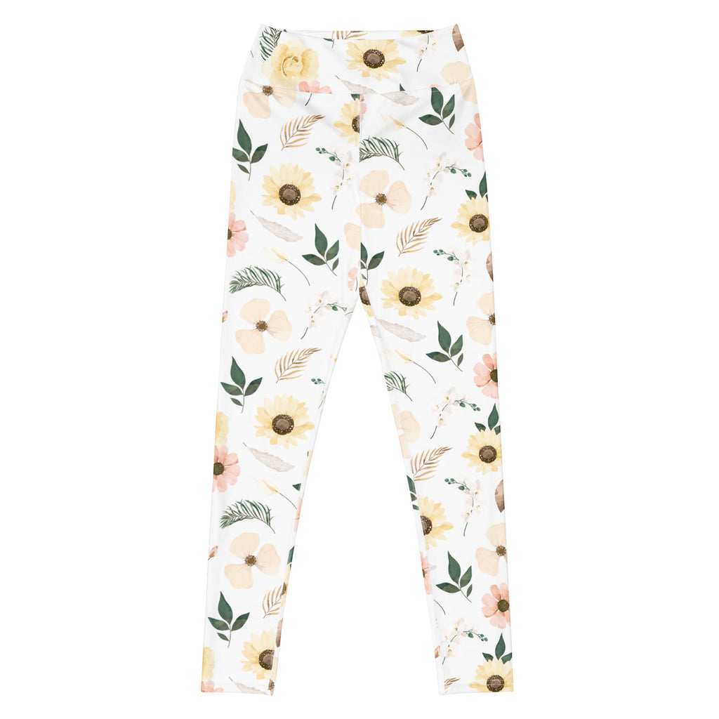 Women's Boho Sunflower Buttery Soft Yoga Leggings - Quick Drying, High Waisted Comfort