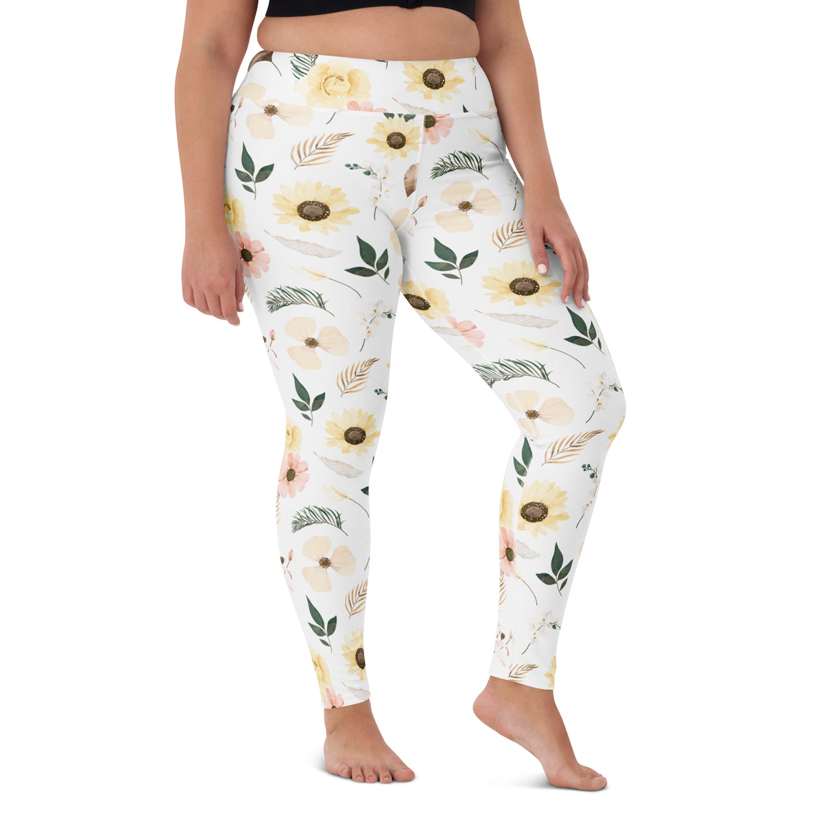 Women's Boho Sunflower Buttery Soft Yoga Leggings - Quick Drying, High Waisted Comfort