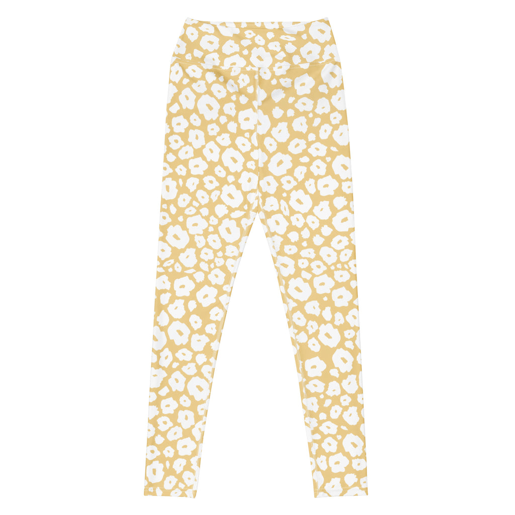 Women's Beige Leopard Print Buttery Soft Yoga Leggings - Quick Drying, High Waisted Comfort