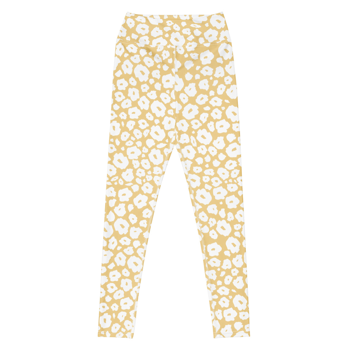 Women's Beige Leopard Print Buttery Soft Yoga Leggings - Quick Drying, High Waisted Comfort