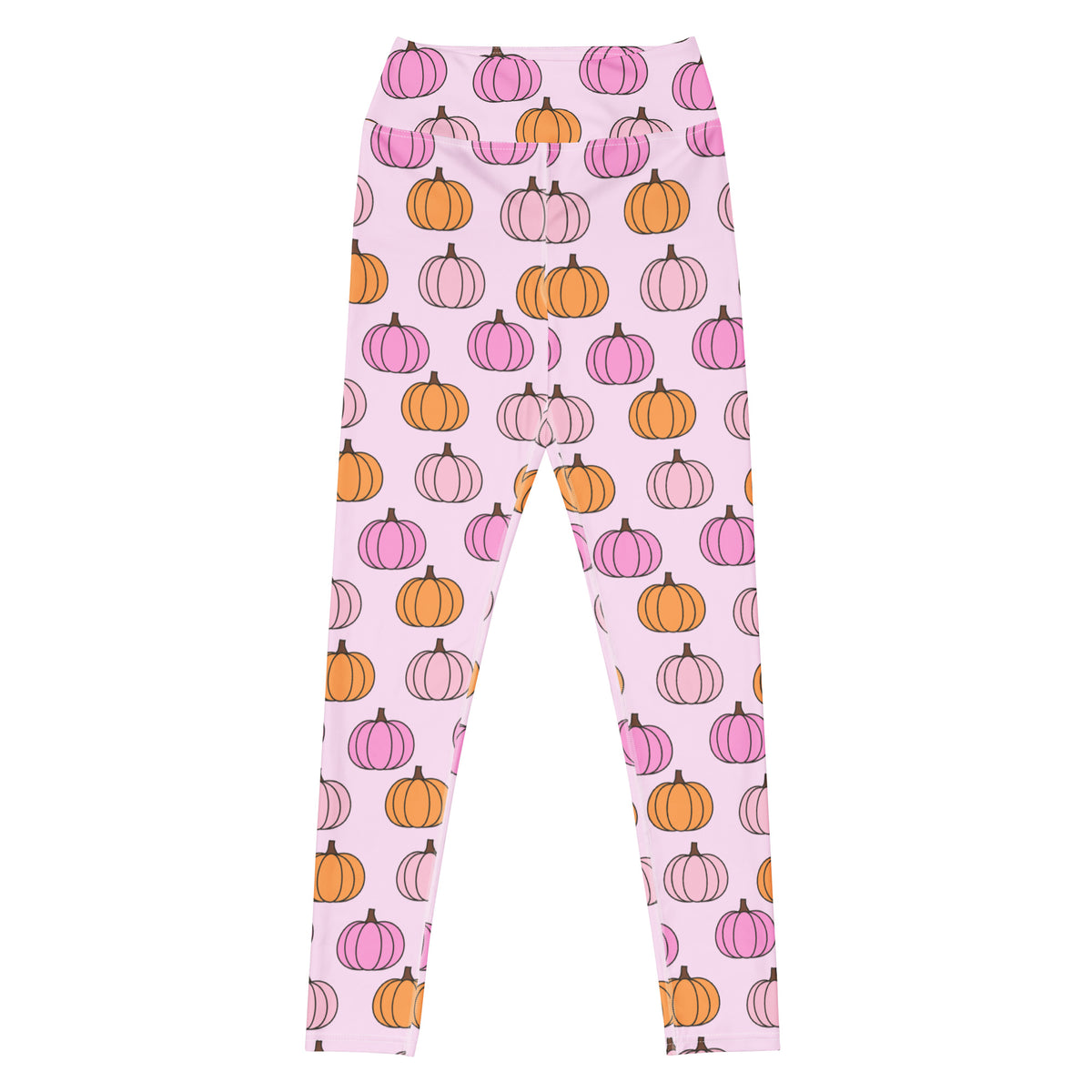 Women's Pink Pumpkin Patch Buttery Soft Yoga Leggings - Quick Drying, High Waisted Comfort