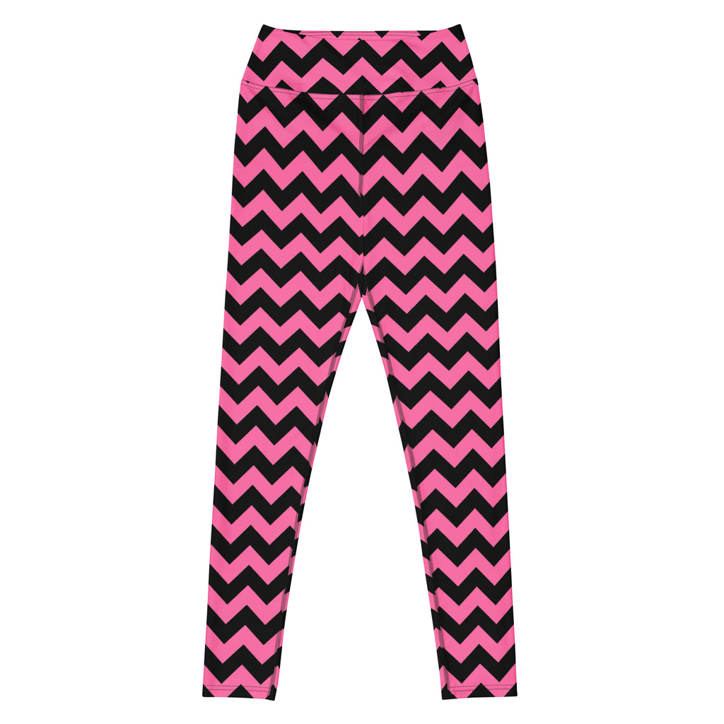 Women's Pink Chevron Halloween Buttery Soft Yoga Leggings - Quick Drying, High Waisted Comfort