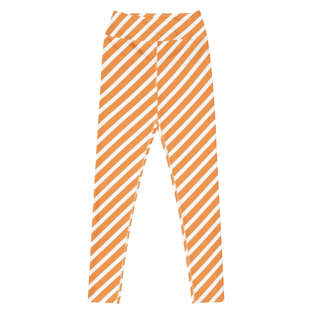 Women's Orange White Striped Halloween Buttery Soft Yoga Leggings - Quick Drying, High Waisted Comfort