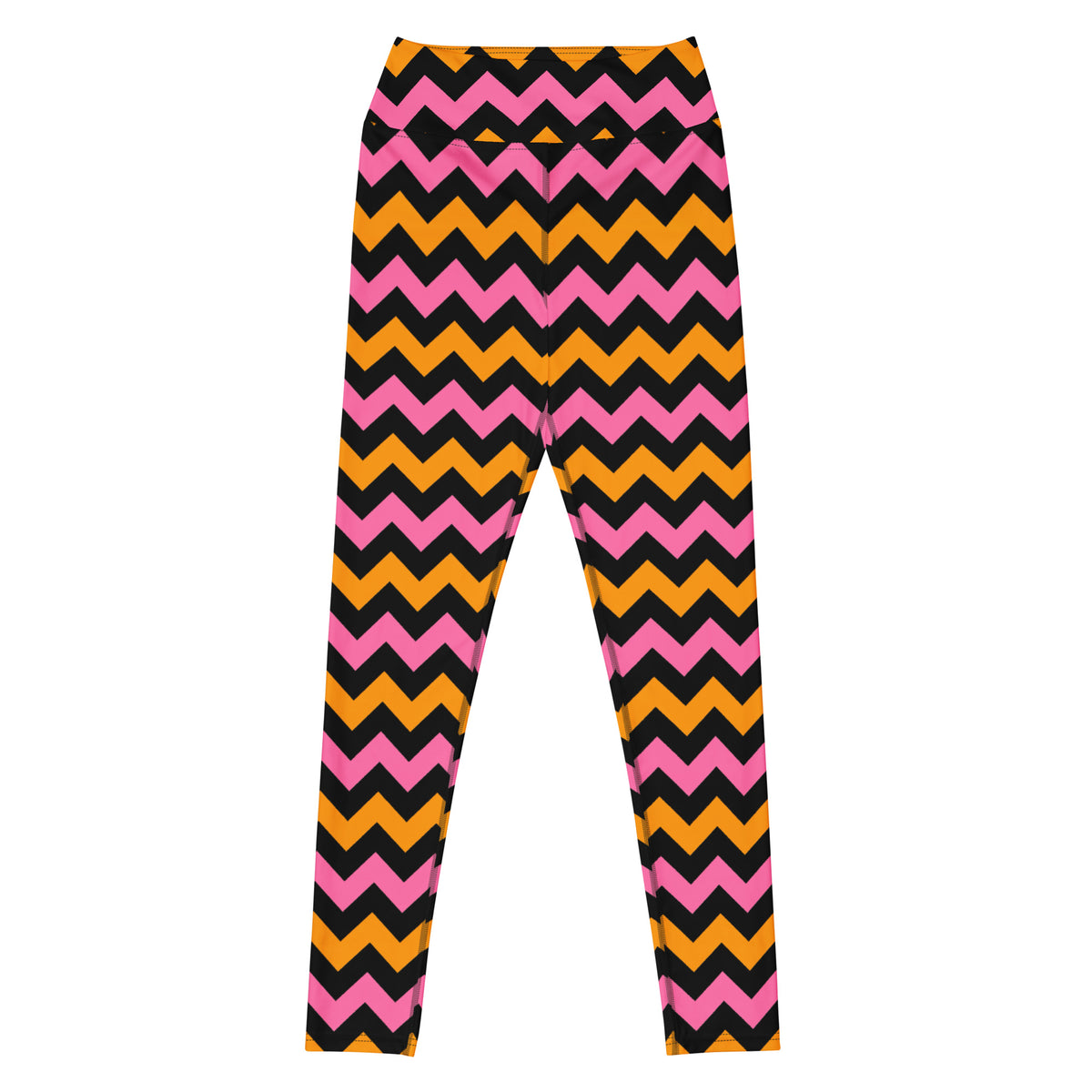 Women's Pink & Orange Chevron Halloween Buttery Soft Yoga Leggings - Quick Drying, High Waisted Comfort