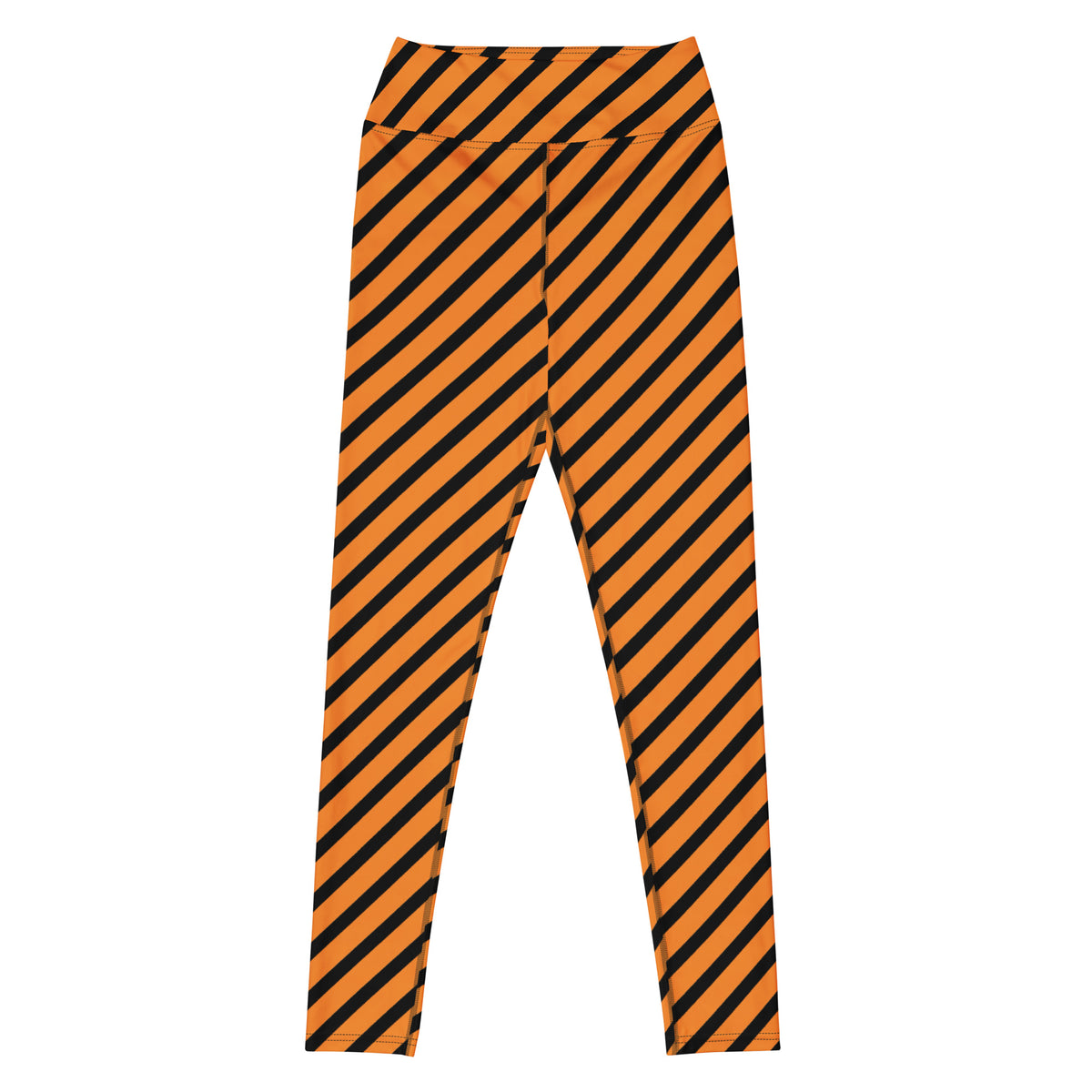 Women's Orange Black Striped Halloween Buttery Soft Yoga Leggings - Quick Drying, High Waisted Comfort
