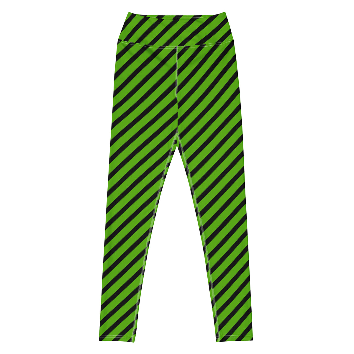 Women's Green Black Striped Halloween Buttery Soft Yoga Leggings - Quick Drying, High Waisted Comfort
