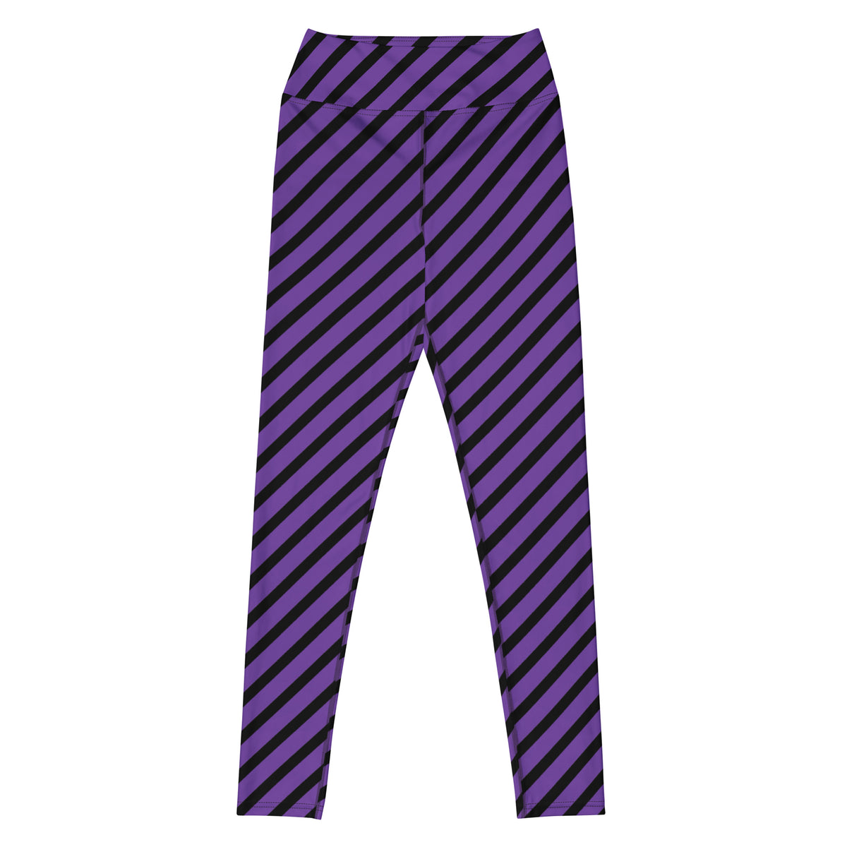 Women's Purple Black Striped Halloween Buttery Soft Yoga Leggings - Quick Drying, High Waisted Comfort