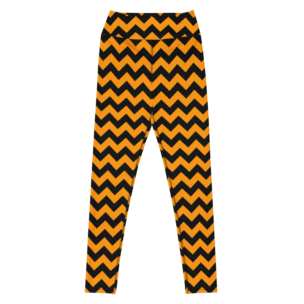 Women's Orange Chevron Halloween Buttery Soft Yoga Leggings - Quick Drying, High Waisted Comfort