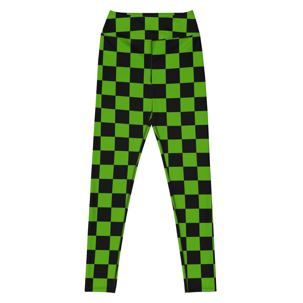 Women's Green & Black Checkered Halloween Buttery Soft Yoga Leggings - Quick Drying, High Waisted Comfort