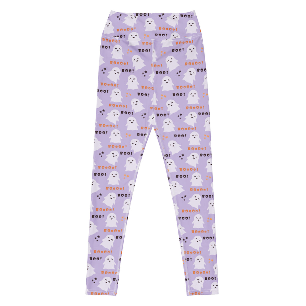 Women's Purple Ghost Halloween Buttery Soft Yoga Leggings - Quick Drying, High Waisted Comfort