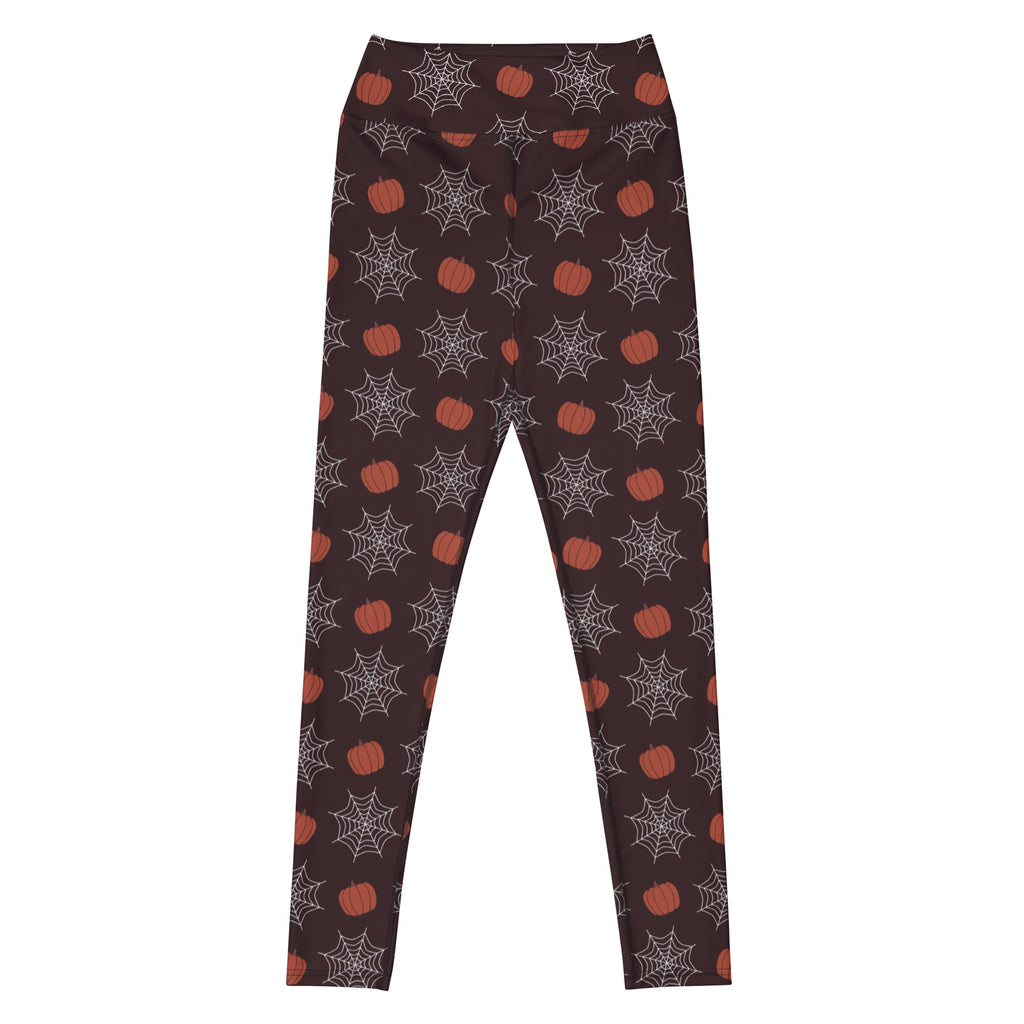 Women's Pumpkin Spider Web Halloween Buttery Soft Yoga Leggings - Quick Drying, High Waisted Comfort