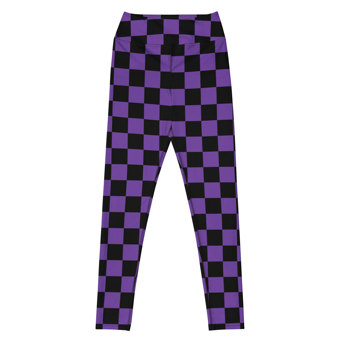 Women's Purple & Black Checkered Halloween Buttery Soft Yoga Leggings - Quick Drying, High Waisted Comfort
