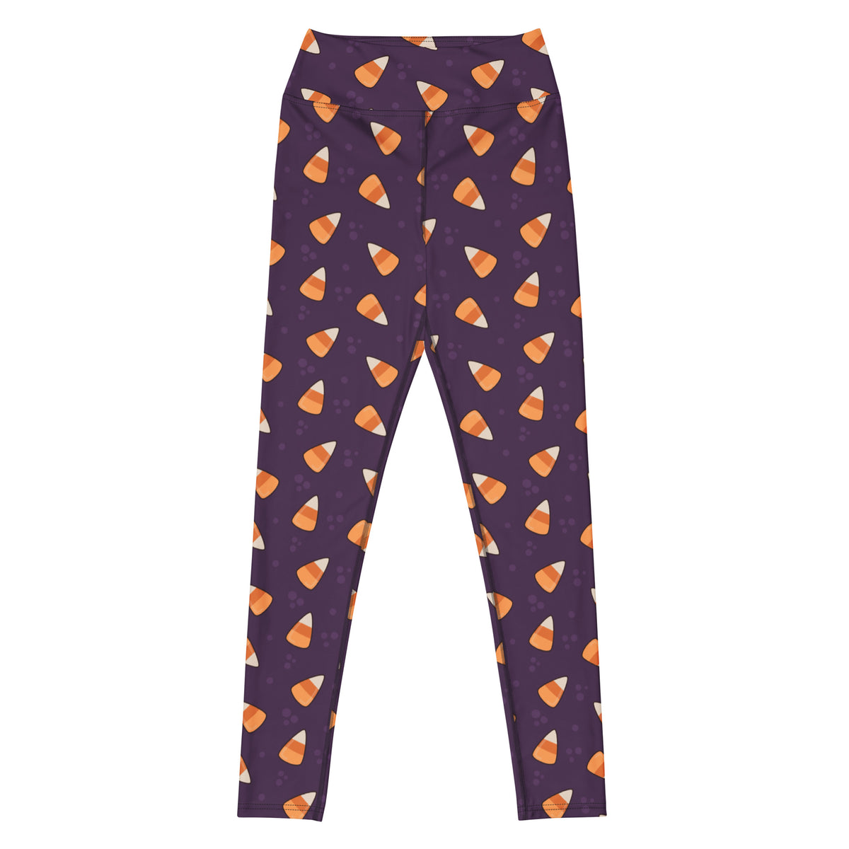 Women's Dark Purple Candy Corn Halloween Buttery Soft Yoga Leggings - Quick Drying, High Waisted Comfort