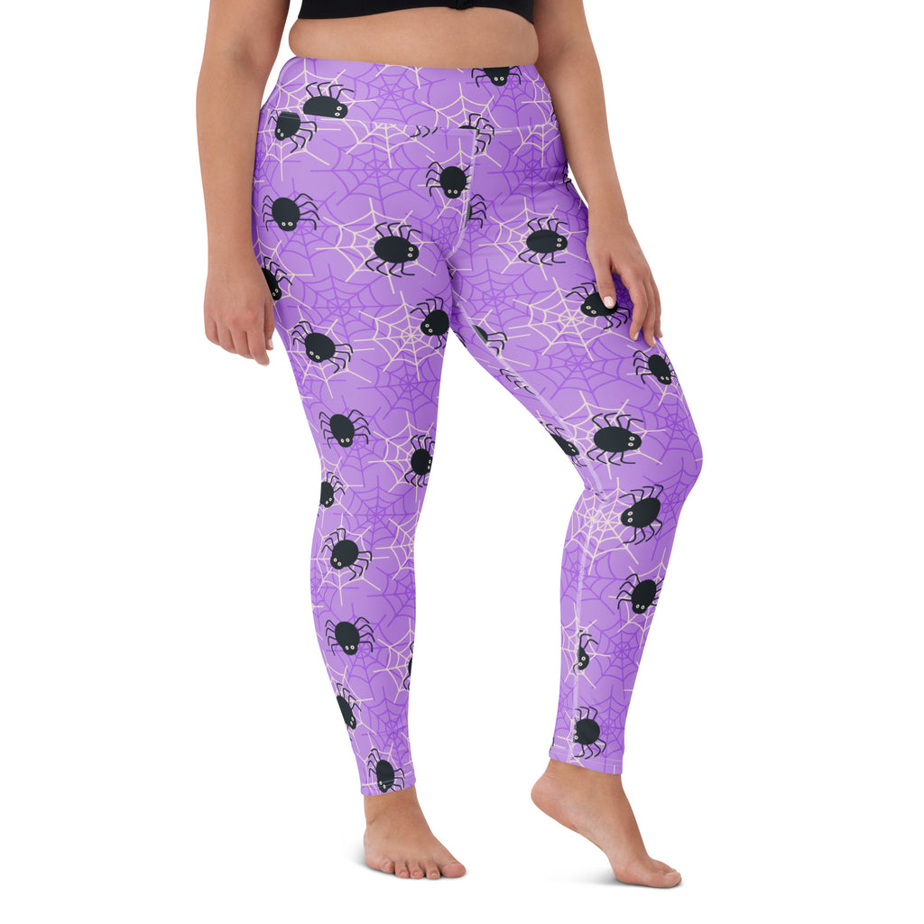 Women's Purple Spider Halloween Buttery Soft Yoga Leggings - Quick Drying, High Waisted Comfort