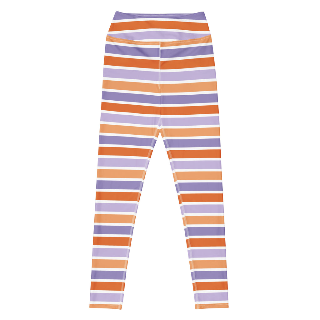 Women's Orange & Purple Striped Halloween Buttery Soft Yoga Leggings - Quick Drying, High Waisted Comfort
