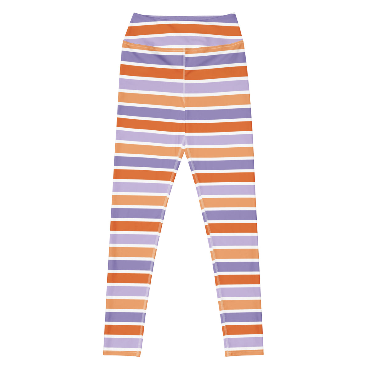 Women's Orange & Purple Striped Halloween Buttery Soft Yoga Leggings - Quick Drying, High Waisted Comfort