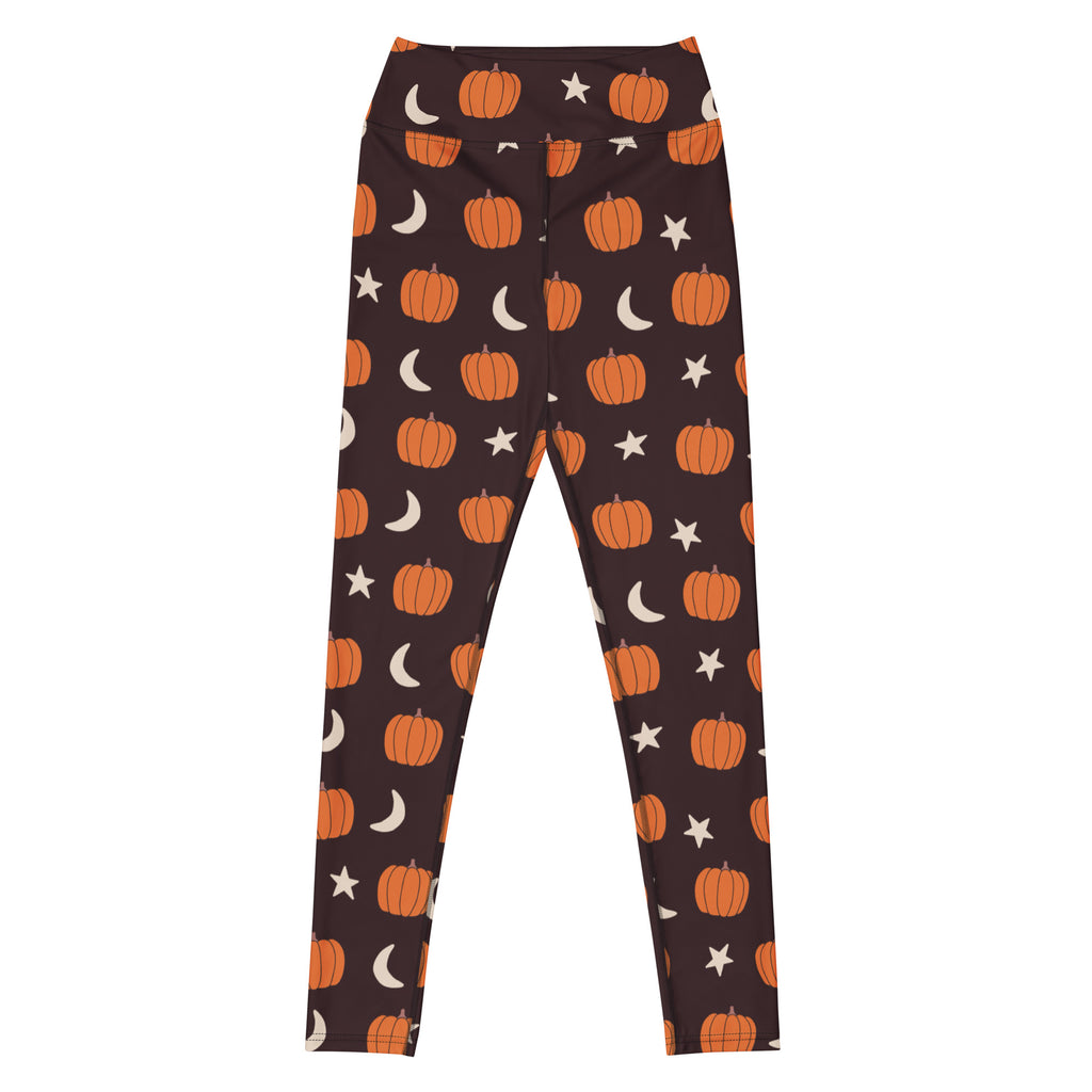 Women's Pumpkin Moon Halloween Buttery Soft Yoga Leggings - Quick Drying, High Waisted Comfort