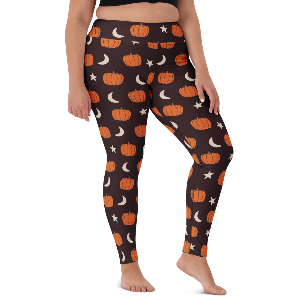 Women's Pumpkin Moon Halloween Buttery Soft Yoga Leggings - Quick Drying, High Waisted Comfort