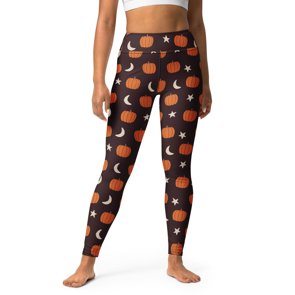 Women's Pumpkin Moon Halloween Buttery Soft Yoga Leggings - Quick Drying, High Waisted Comfort