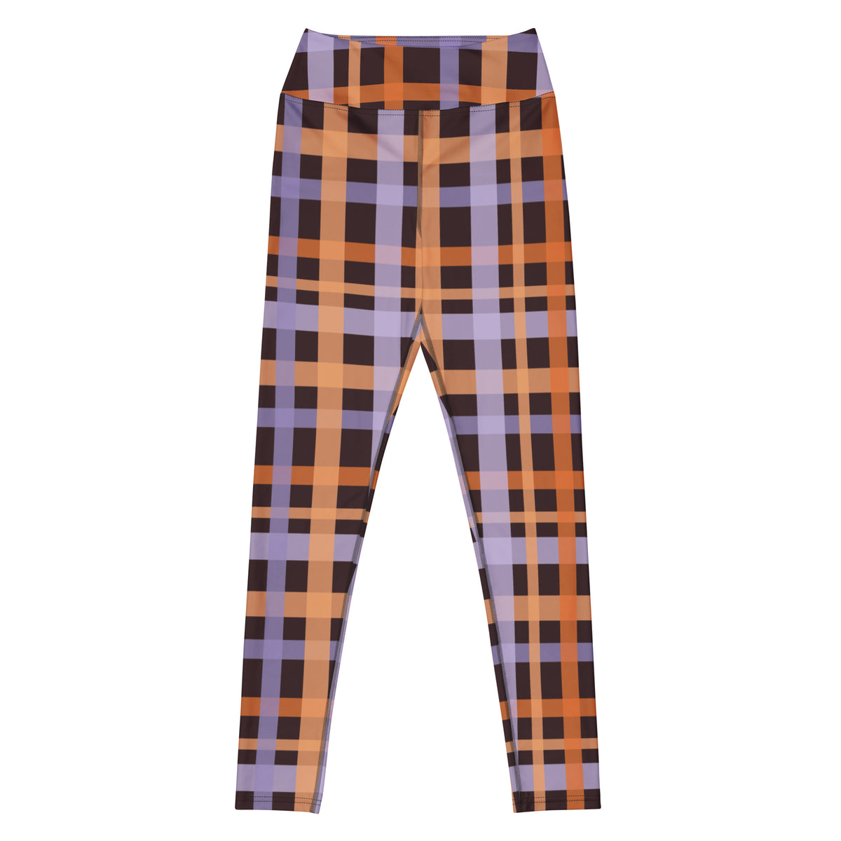 Women's Orange & Purple Plaid Halloween Buttery Soft Yoga Leggings - Quick Drying, High Waisted Comfort