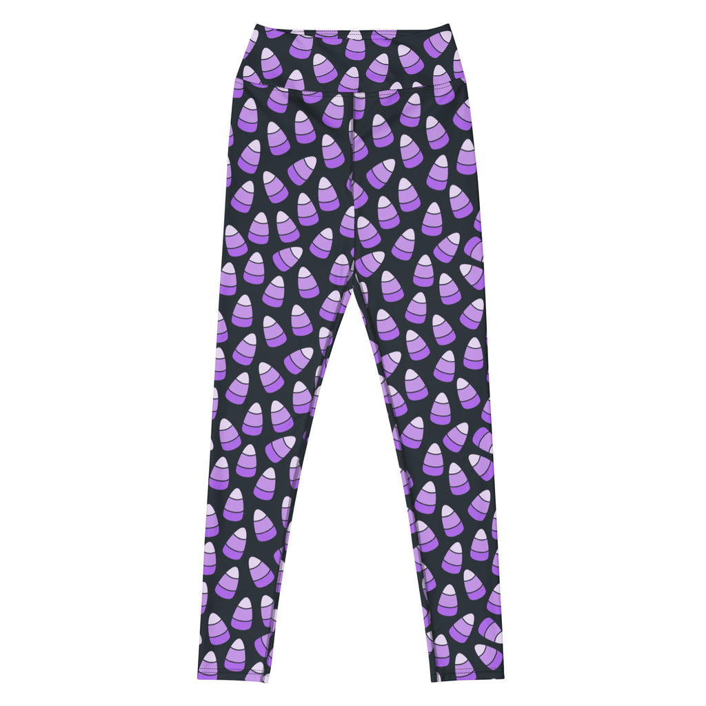 Women's Purple Candy Corn Halloween Buttery Soft Yoga Leggings - Quick Drying, High Waisted Comfort