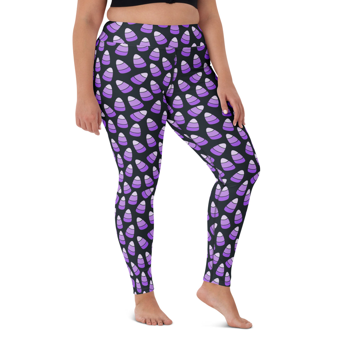 Women's Purple Candy Corn Halloween Buttery Soft Yoga Leggings - Quick Drying, High Waisted Comfort