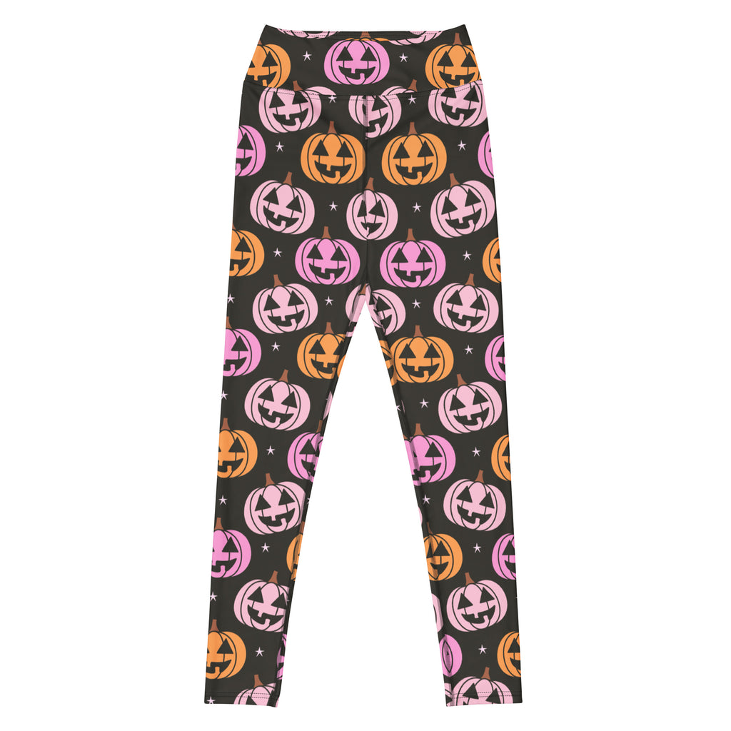 Women's Pink & Orange Pumpkin Halloween Buttery Soft Yoga Leggings - Quick Drying, High Waisted Comfort