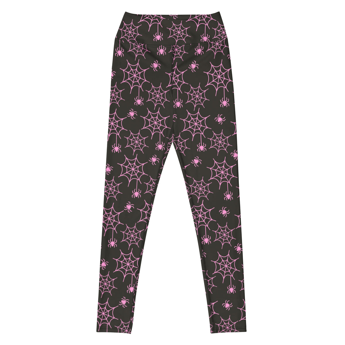 Women's Pink Spider Web Buttery Soft Yoga Leggings - Quick Drying, High Waisted Comfort