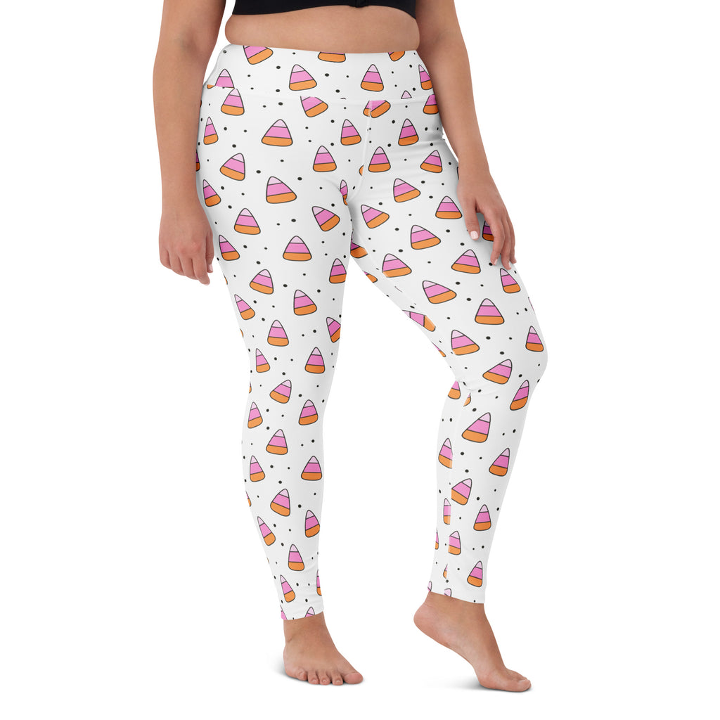 Women's Pink Candy Corn Buttery Soft Yoga Leggings - Quick Drying, High Waisted Comfort
