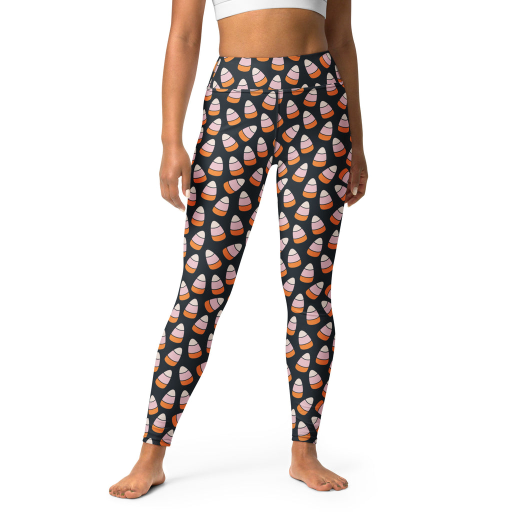 Women's Pink & Orange Candy Corn Buttery Soft Yoga Leggings - Quick Drying, High Waisted Comfort