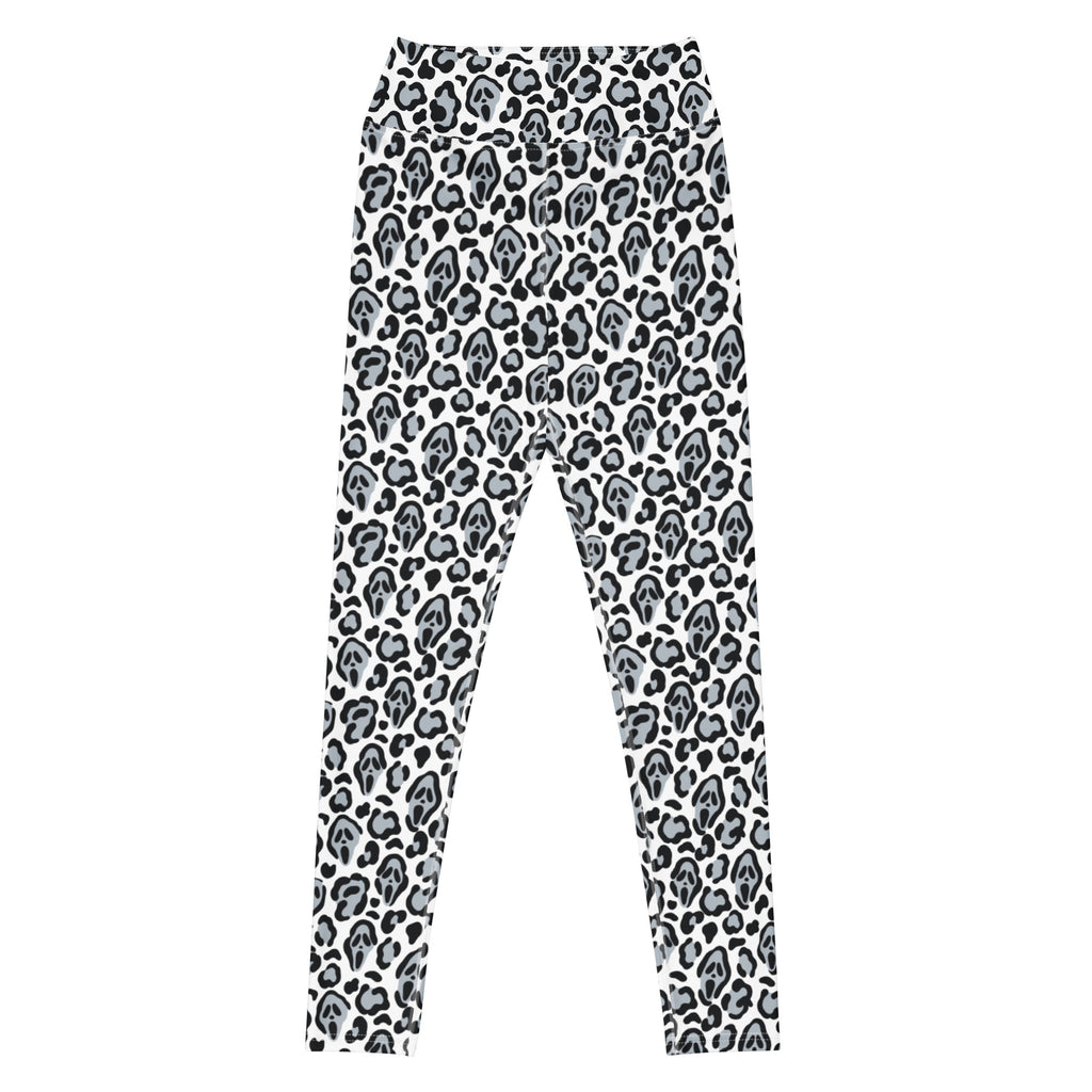 Women's Ghost Face Leopard Halloween Buttery Soft Yoga Leggings - Quick Drying, High Waisted Comfort