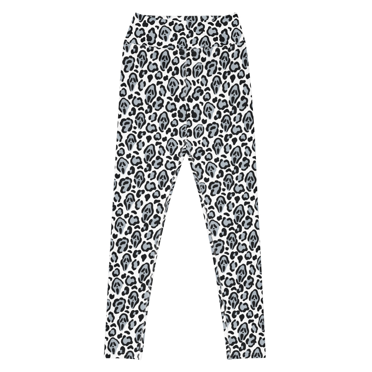 Women's Ghost Face Leopard Halloween Buttery Soft Yoga Leggings - Quick Drying, High Waisted Comfort