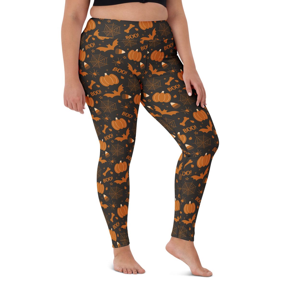 Women's Dark Orange Halloween Buttery Soft Yoga Leggings - Quick Drying, High Waisted Comfort